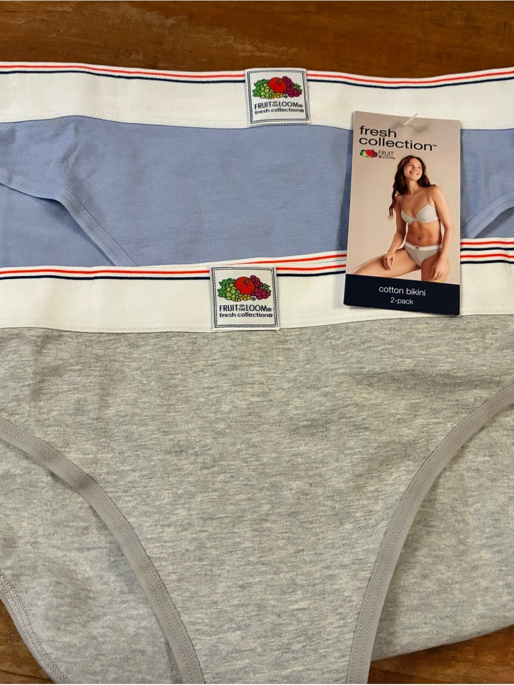 Fruit of the Loom Cotton Bikini Briefs in Light Blue & Heather Gray - 2-Pack